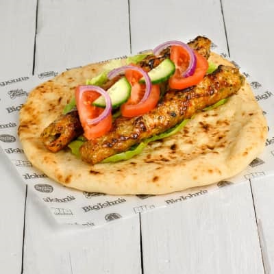 Seekh kebab (3pc per portion) in naan TWO LINE TEST